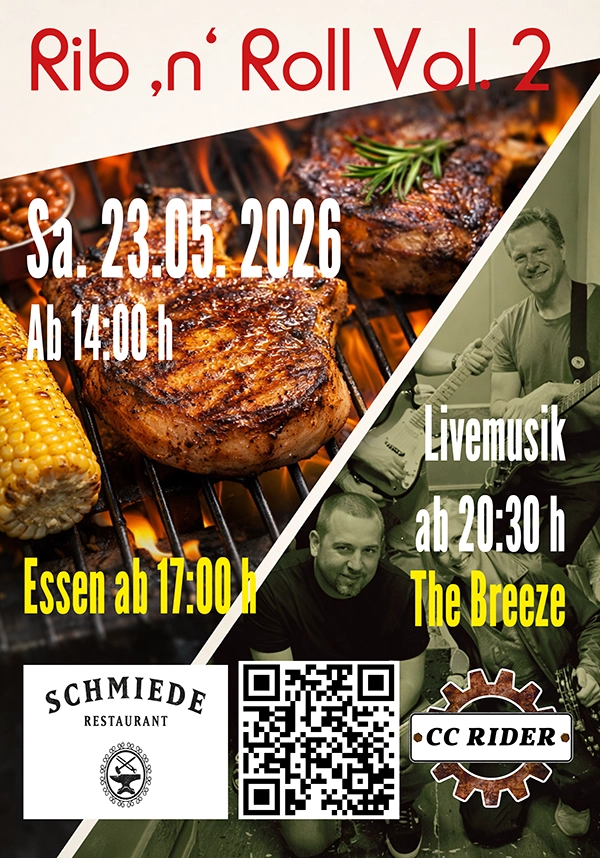 Konzert Einsiedeln 23.05.2026 - Verlängerung bis 02:00 h - Beginn 20:30 h mit &laquo;Rib 'n' Roll 2&raquo;